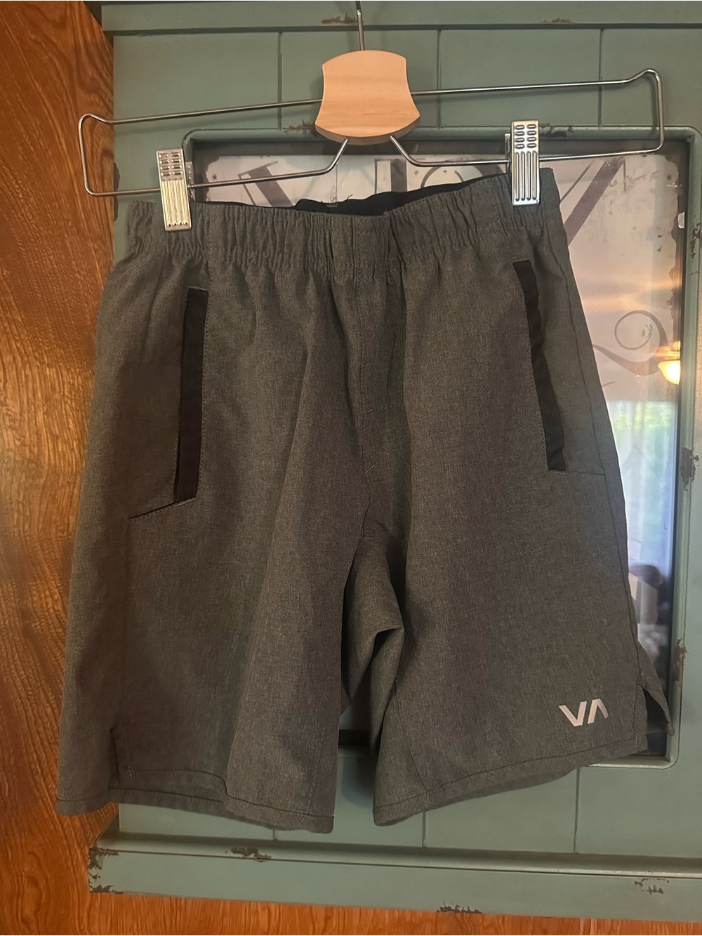 RVCA Boy’s Gray Athletic Shorts with Black Trim